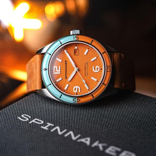 Image of Spinnaker Fleuss Men's Automatic Dive Watch - Miyota 8215 Movement, 43mm Stainless Steel Case, 150m Water Resistant, Leather Strap, SP-5055