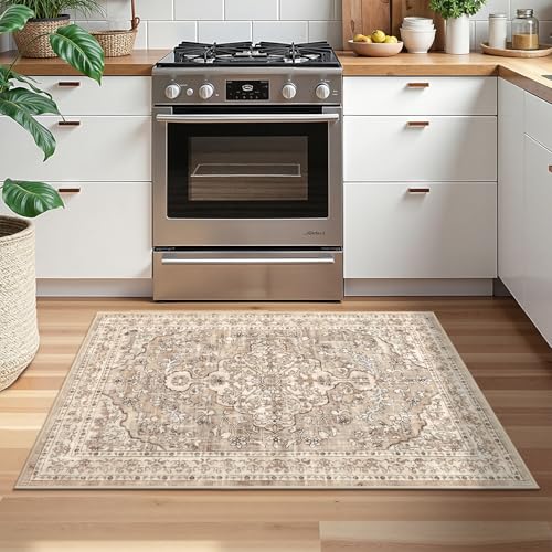 Pauwer Boho Washable Area Rug 2x3 Soft Living Room Bedroom Floor Carpet Mat Indoor Farmhouse Vintage Non Slip Accent Throw Rugs for Entryway Kitchen Dorm Dining Room