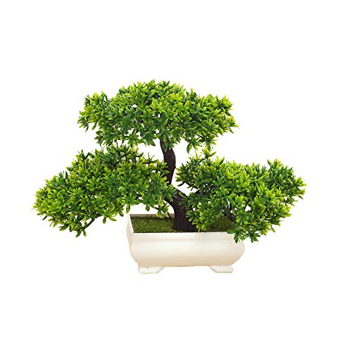 ZYCX123 Las Plantas Artificiales Bonsai de simulación de árboles para el hogar y la Oficina Interior Plantas Adornos Decorativos Mini Emular Bienvenida Pino (Verde)