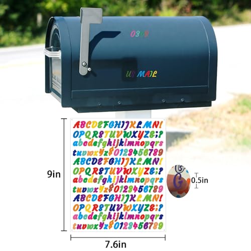 Image of 2010 Pieces 10 Sheets Letter Stickers,Self Adhesive Waterproof Vinyl Mailbox Numbers Stickers,Alphabet Decals for DIY,Window,Door,Sign,Bike,Car,Laptop,Scrapbook (Colorful, 1 /2 Inch)