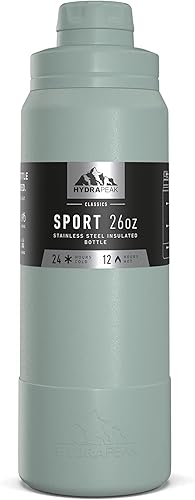 Miniatura 5 de Hydrapeak Botella de agua deportiva de 26 onzas con aislamiento y tapa para beber, a prueba de fugas y derrames, mantiene las bebidas frías durante