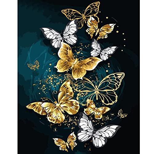 Broderie diamant papillon d'or pour illuminer votre salon avec un grand tableau DIY