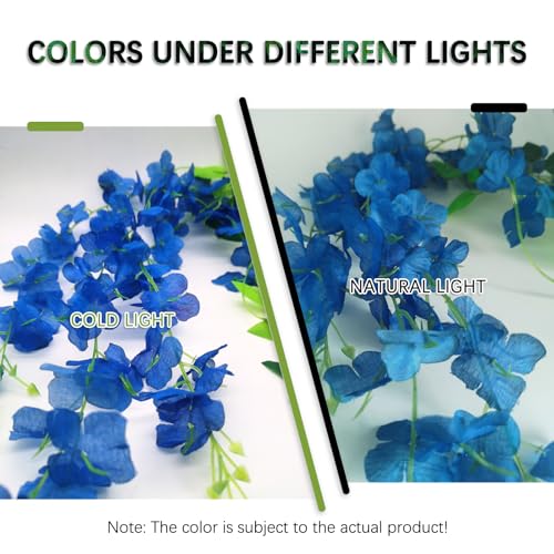 12pcs Royal Blue Artificial Wisteria Flower Vines, 3.77ft Runner Garland, Silk, Plastic, Metal image 8