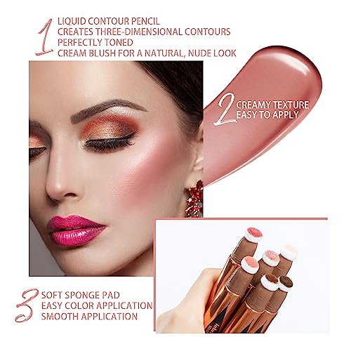 Blush Beauty Wand, Soft Liquid Blush Stick With Cushion Applicator, Silky Beauty Liquid Blush For Cheeks Eyes Lips, Cream Blush Makeup Natural Matte Finish, Lightweight Breathable Blendable (01# Blush Stick) #TOP4