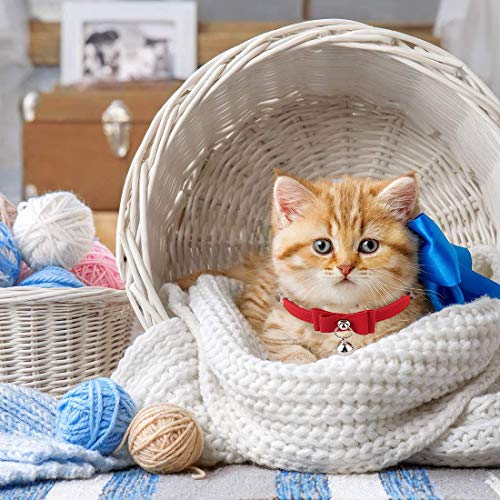 Image of HASTHIP Adjustable Cat Belt, Strong Breakaway Buckle, Cat Collar With Bell, Velvet Neck Strap for Small and medium-sized Cats, Safety&Comfort 33.5CM - Red (Pack of 1)