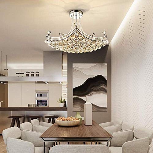 A Million Modern Crystal Chandelier Luxury Ship Design 25" Silver Pendant 8-Light Ceiling Light Fixture For Living Room Bedroom Restaurant Kitchen Island, E12 Socket #TOP6