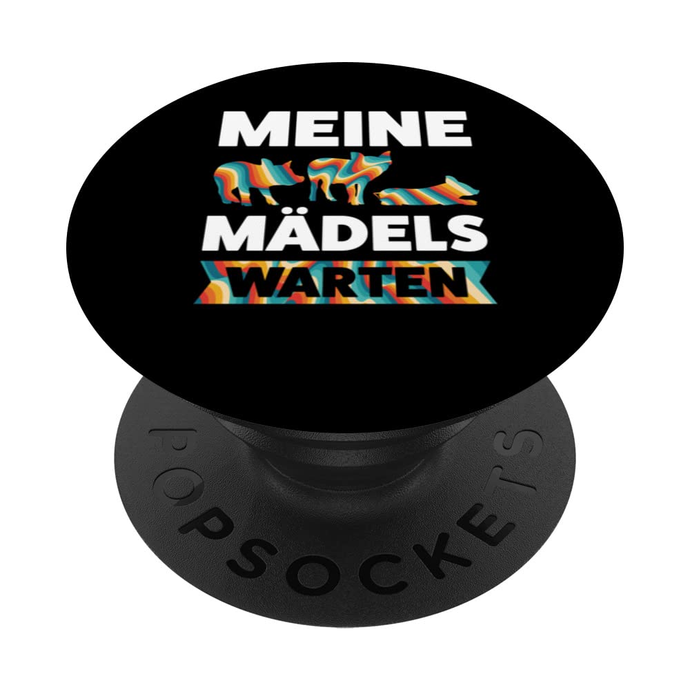 meine Mädels warten pigs PopSockets Swappable PopGrip, Black