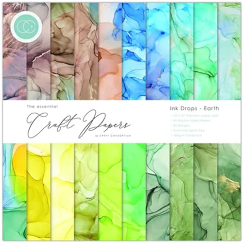 Bloc papier Ink Drops Earth Craft Consortium 30 feuilles 30x30