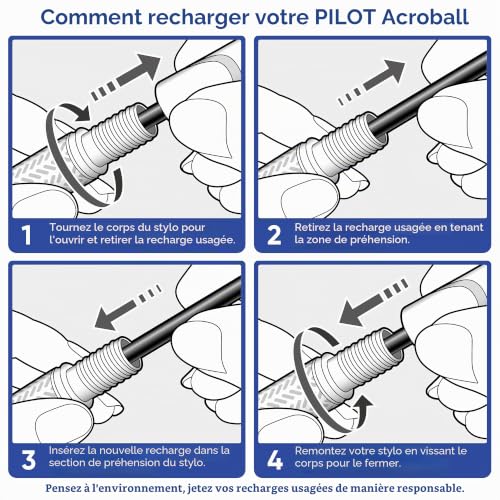 Pilot Acroball Stylo bille rétractable pointe moyenne 1 mm - vue 9
