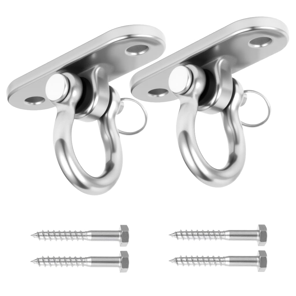 AiDiAiLa 2Pcs 2000 lbs Load Capacity 304 Stainless Steel Swing Bracket Porch Swing Hanging Kit 180°C Front and Back Rotation for Swing Set Accessories, Playground, Yoga Hammock, and More