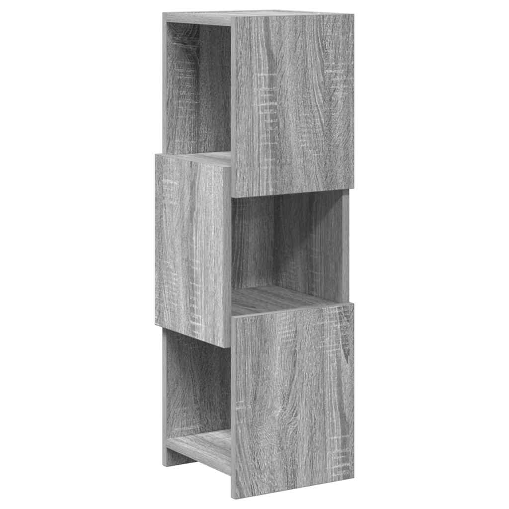 Eckschrank Graues Sonoma 25,5x25x80 cm, Modernes Eckregal aus Holzwerkstoff mit 3 Ebenen, Platzsparendes Standregal für Wohnzimmer Flur und Büro, Schmales Nischenregal
