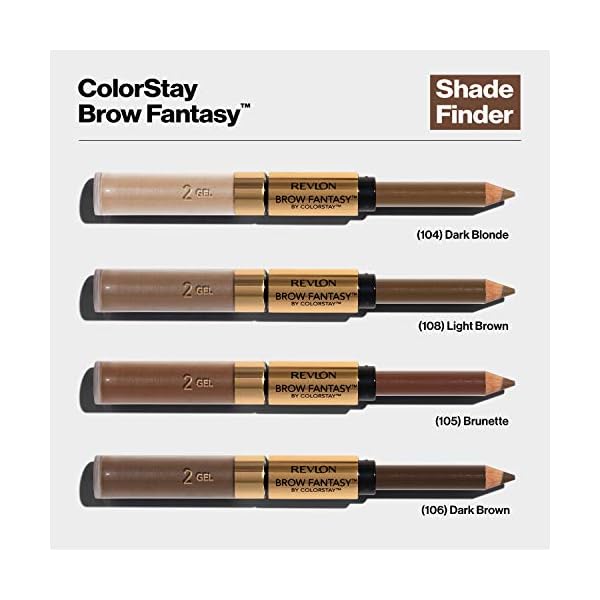 Revlon-Brow-Fantasy-Pencil-Gel-by-ColorStay-Dark-Brown Revlon Eyebrow Gel & Pencil, ColorStay Brow Fantasy 2-in-1 Eye Makeup, Longwearing with Precision Tip, 106 Dark Brown, 0.04 Oz