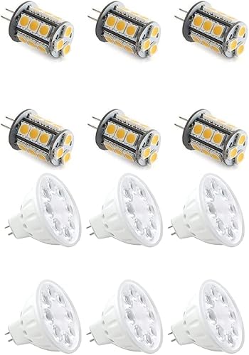 Bombillas LED T3 G4 6 unids y MR16 Bombillas LED 6 unids para iluminación de paisaje al aire libre de bajo voltaje de 12 V
