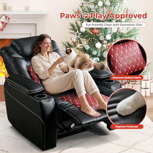 Sillón reclinable piel sintética rojo y negro miniatura 7