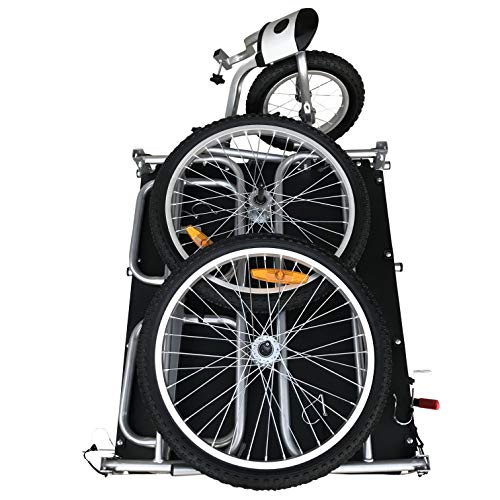 2 in 1 20" Wheels Cargo Utility Stroller and Bicycle Bike Trailer Beach Cart Silver Chrome - Thumbnail 4