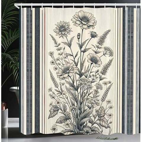 Ambesonne Floral Shower Curtain with Hooks Cover