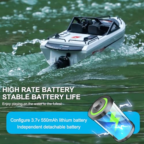 Barco de control remoto eléctrico 2.4G blanco: juguete hermético de 18 min para lago 4