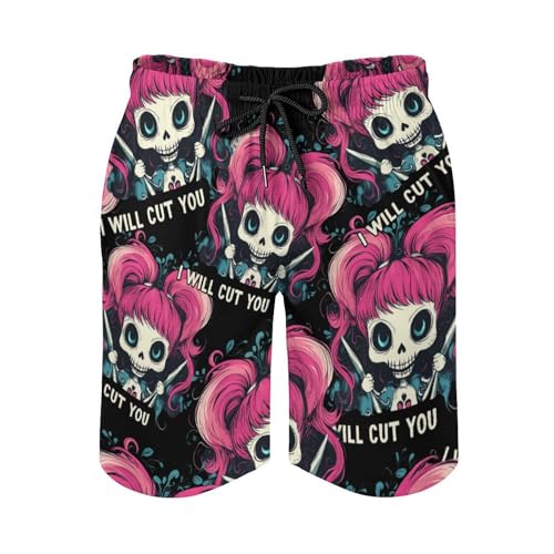Skull Barber I Will Cut You Men's Swim Trunks Board Shorts Beachshorts Swimsuits with Pockets Mesh Liner4