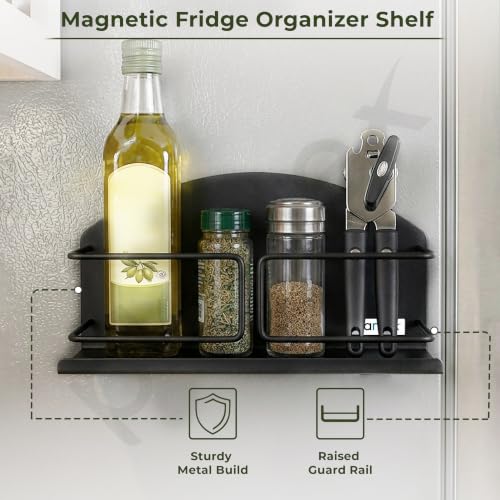 Image of Plantex Fridge Magnet Storage Rack /GI Steel Magnetic Shelf for Fridge /Refrigerator Side Storage Rack for Kitchen Essentials /Spice Rack - Pack od 1 (Black)