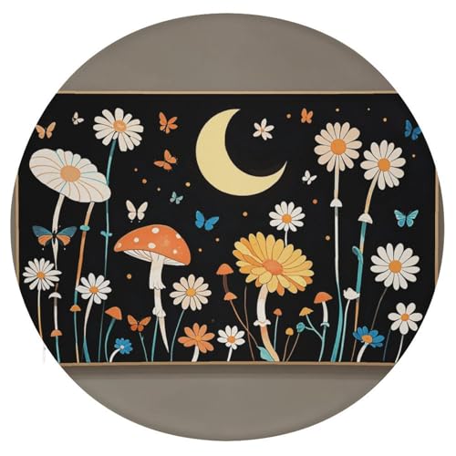 Coussin de sol de méditation noir à motif fleur 39cm Degrés de confort