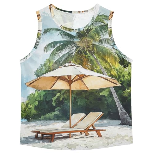 susiyo Watercolor Beach Chair Trees Boys Sleeveless Tank Top Girls Athletic T Shirt