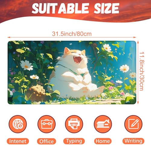 Sous-main de bureau Happy Fat Cat 80x40cm avec base antidérapante