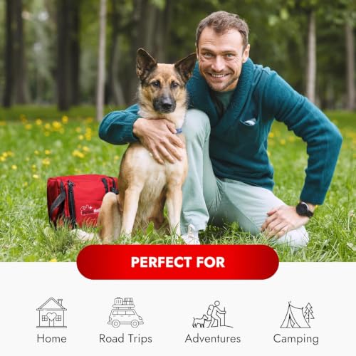 Image of Cat & Dog First Aid Kit - Dog Emergency Kit, Health Supplies & Wound Care -with Thermometer, Bandages for Wounds - Essentials, Travel Bag (Large)