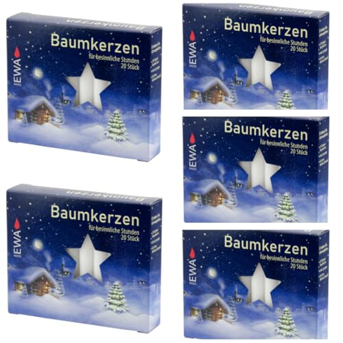Ewa-Jeka Baumkerzen 100 Stück weiss 13x105 mm (5 Pack a 20 Stück) -...
