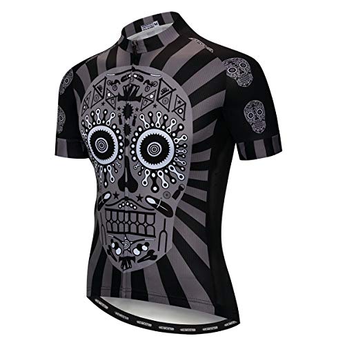 PSPORT Cycling Jerseys Men Breathable Skull Short Sleeve Biking Shirts Quick Dry