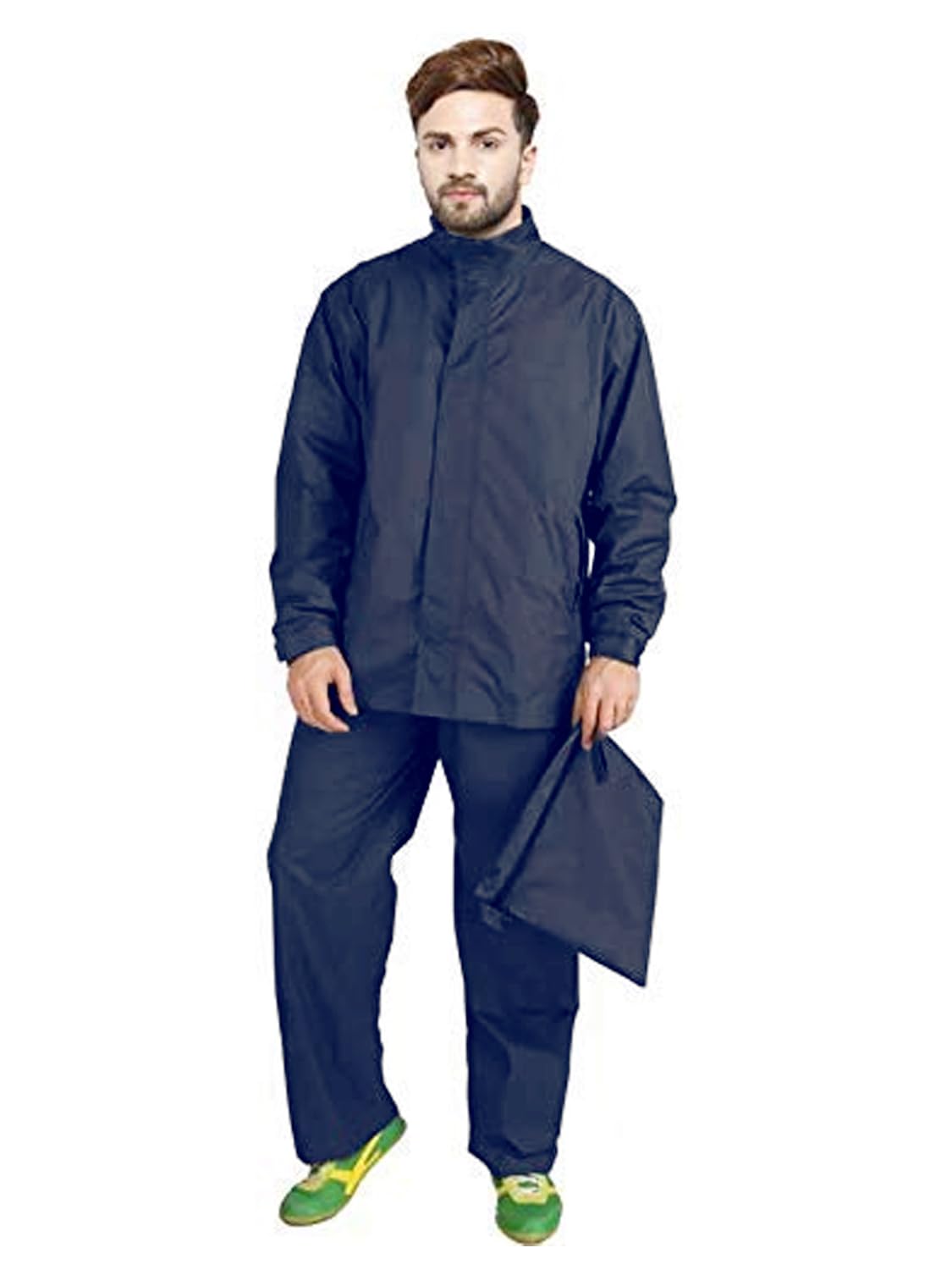 prokick Figo Mens Raincoat |Waterproof Rain Jacket with Hood|Rain Pant and Carrying Pouch - Blue-picture-37