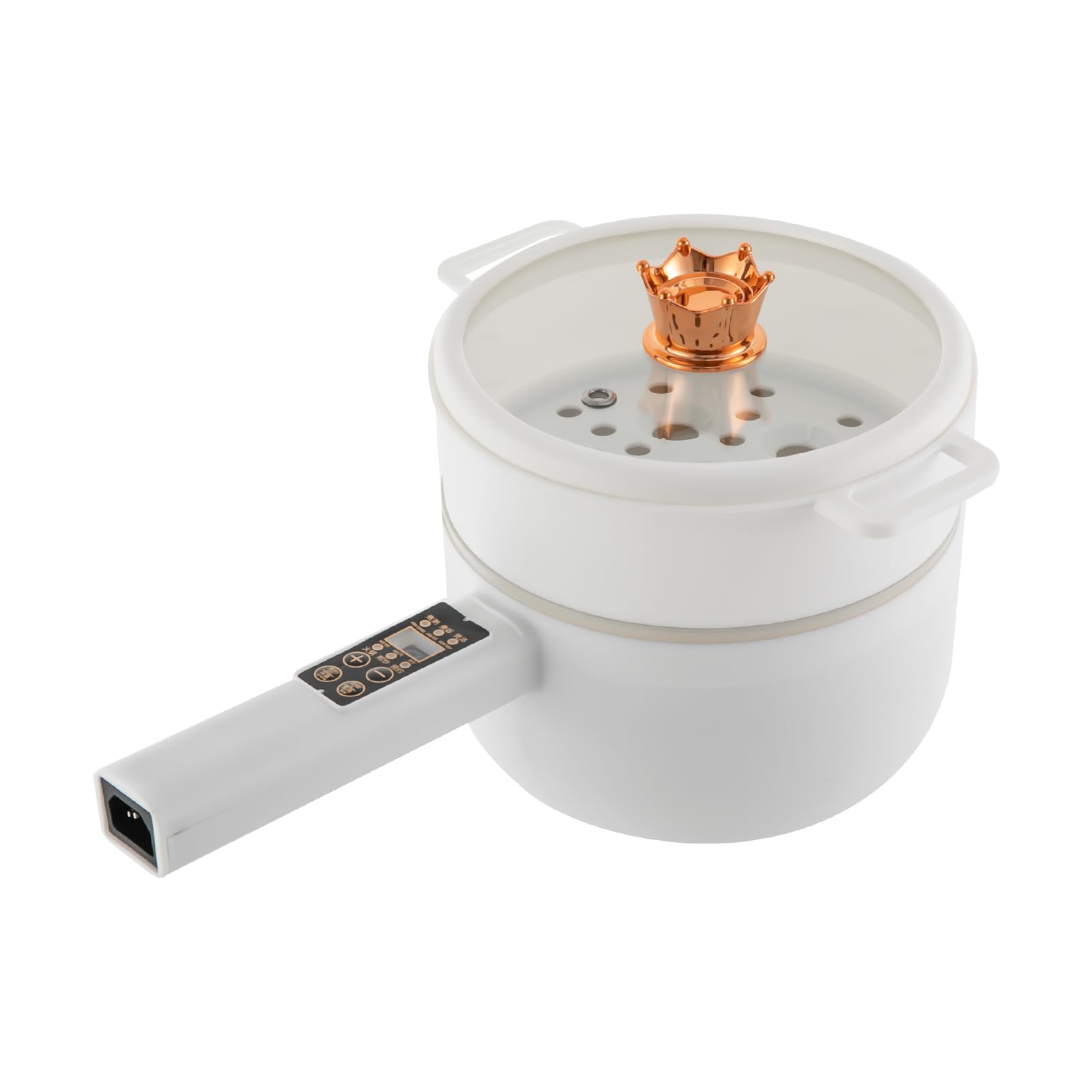 Sartenes eléctricas, 220 V, olla caliente eléctrica con vaporizador y tapa, sartén portátil de 1,6 l, antiadherente, multi-cocina para dormitorio, camping, casa