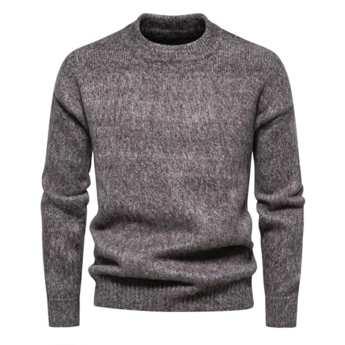 Men's Autumn Winter Simple Casual Solid Color Round Neck Pullover Base Knit Sweater3