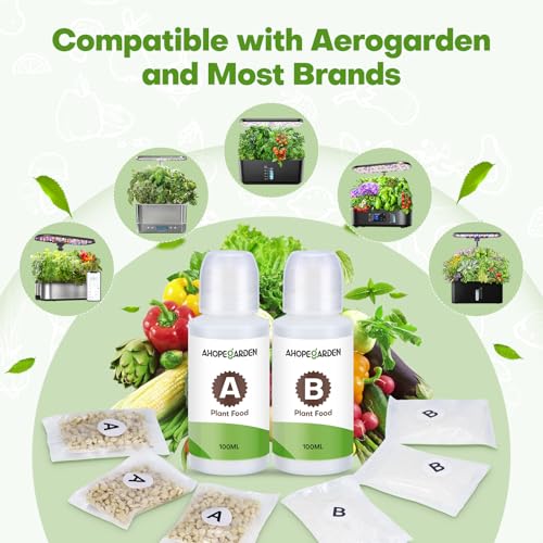 Image of Ahopegarden 800ml A&B Hydroponic Nutrients: Hydroponic Plant Food for Aerogarden, Liquid Plant Food for Vegetables, Fruits, Flowers, ect - All-in-One Fertilizer Solution for Hydroponics Growing System