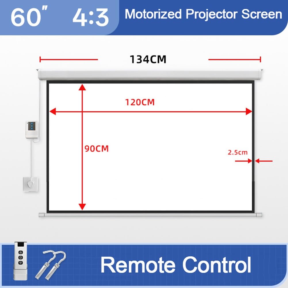 Schermo per proiettore (diagonale), Schermo for proiettore motorizzato da 60/72 pollici 4:3 Soffitto parete for giochi di classe video for ufficio remoto(60 inch)