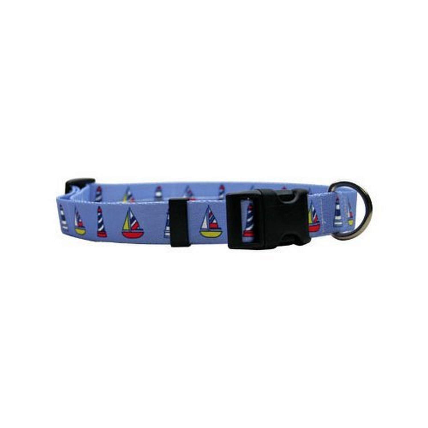 Sailboats &amp; Lighthouses Dog Collar - Size Large 18" to 28" Long - Made In The USA