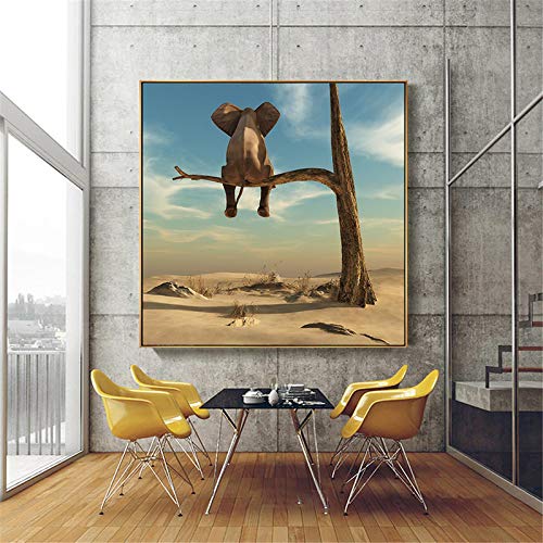 Peinture sur toile moderne avec éléphant drôle, impression de qualité