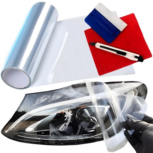 Retoo Lackschutzfolie 30x200 cm für Auto Scheinwerfer Motorrad Bike Lampen Folie PPF Autofolie Selbstklebende Lackfolie Schutzfolie transparent Glänzend, Selbstklebend
