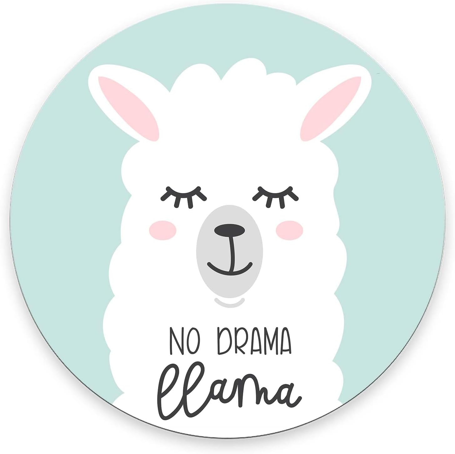 Mouse Pad, Cute Llama,No Drama Llama Mouse Pad, Round Cute Gaming Cloth Mousepad for Office Laptop, Non-Slip Rubber Personalized Computer Desk Mouse Pads for Wireless Mouse 7.9×7.9×0.12 inches