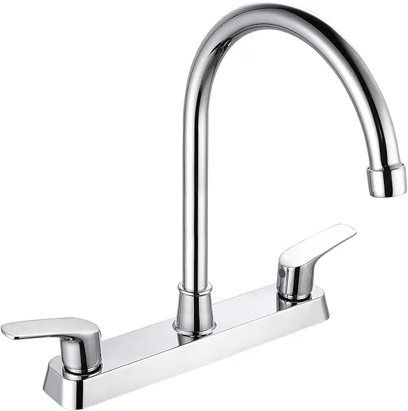 SOLVEX 2 Handle Kitchen Sink Faucet, High Arc 360 Swivel Stainless Steel Pipe 3 Hole Kitchen Faucet, Commercial Modern Chrome Kitchen Sink Faucet, US-SP-80066