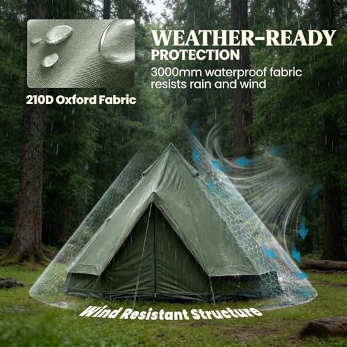 Carpa Teepee para 4-6 Personas con Estufa, Resistente 4 Estaciones miniatura 3