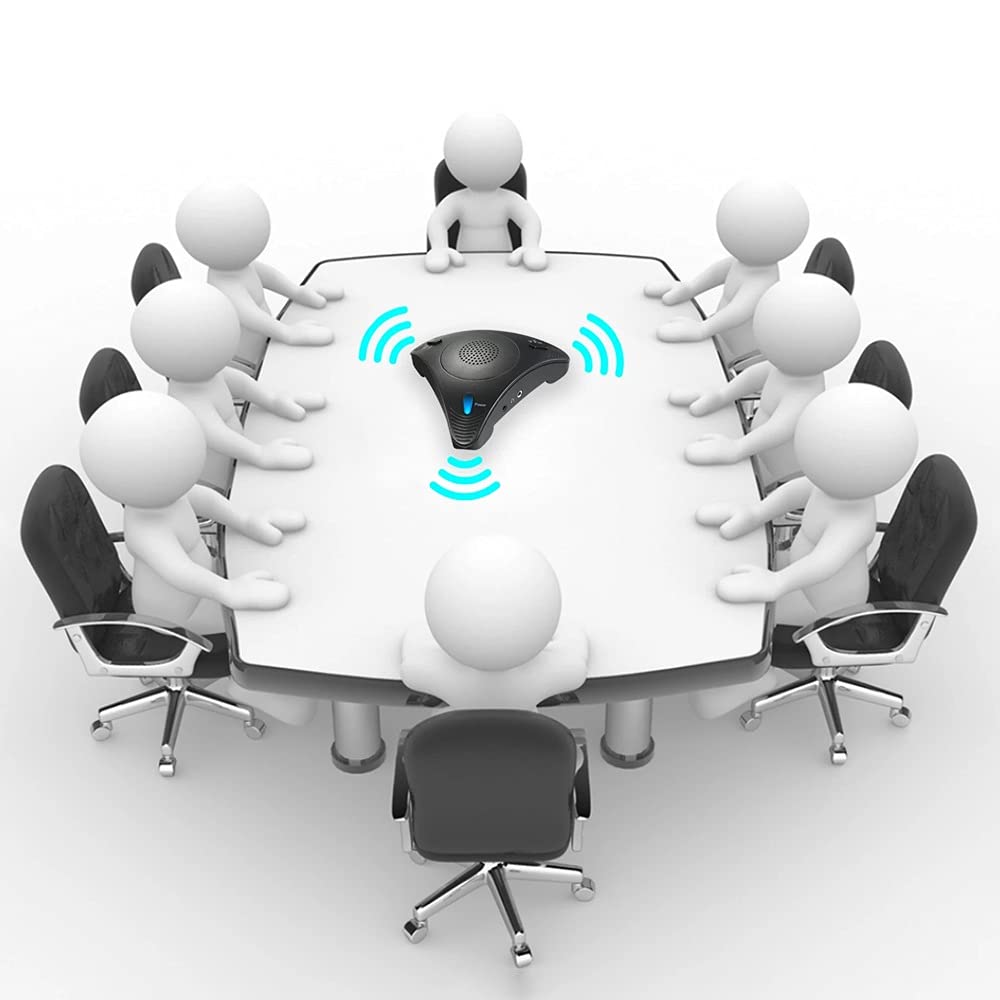 Microfono per conferenza USB Microfono omnidirezionale da Tavolo con Cavo Supporto per Altoparlante Integrato Controllo del Volume Funzione Muto