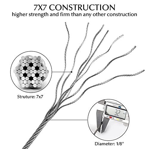 Jayzod Wire Rope 1/8" Stainless Steel Cable With Cutter,328FT Aircraft - View #2