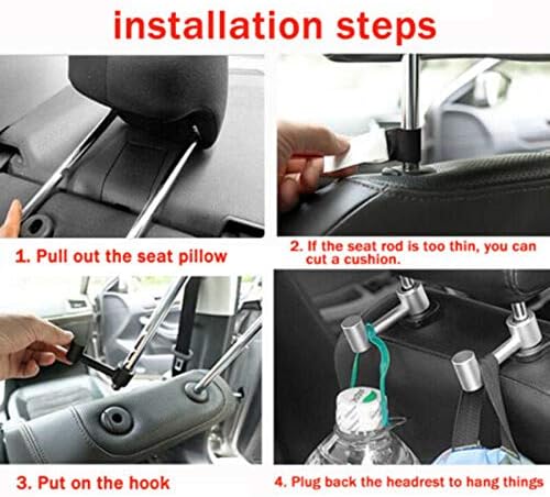 2 Pieces Car Aluminium Seat Back Holder Solid Double Hook Storage Bracket Organizer Kit