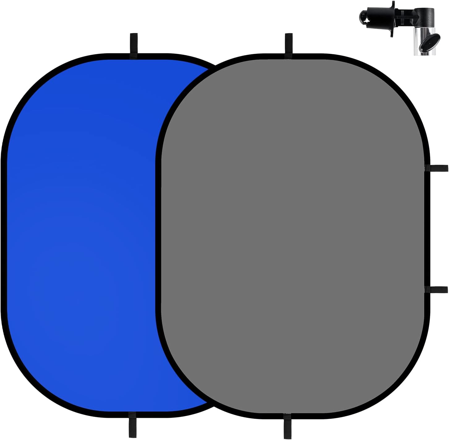 5x6.6ft Blue Grey Backdrop for Photography, 2-in-1 Pop Up Collapsible Photo Background with Clip and Carry Case for YouTube Videos Studio Props