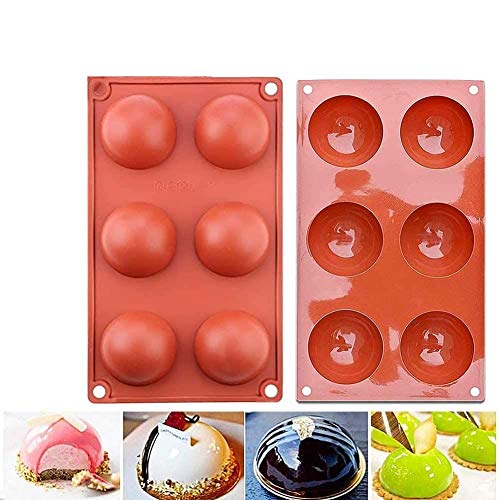 6-Cavity Semi Sphere Silicone Mould 6 Holes 3D Half Ball 100PCS Air Fryer Paper Liners,Non-Stick Disposable Unperforated Round
