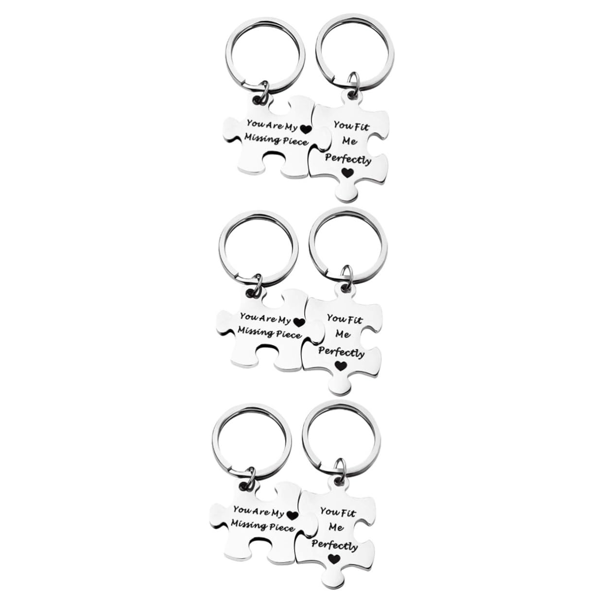 6piezas Llavero De Pareja De Acero Inoxidable Mensajes Grabados Llavero Decorativo Para Coches y Accesorios Para Aniversarios y San Valentín