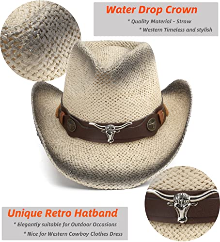 Image of Adult Sun Straw Western Cowboy Hat Colored