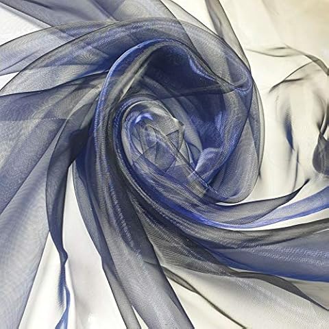 TEXTILE STATION Sheer Organza Fabric Voile Drape Curtain, Wedding Fabric 150cm Organdie By Meter (Navy Blue) Cover