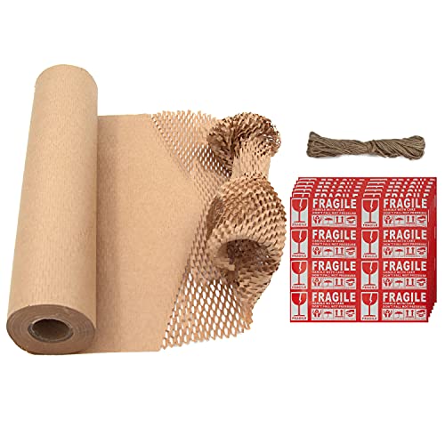 Ecoducer Papel de embalaje de panal de 15'x164' para mover rombos o envíos, más pegatinas frágiles. productos ecológicos alternativa al envoltorio de burbujas o al embalaje de cacahuetes