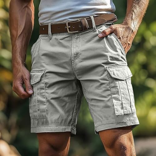 Image of Men's Cotton Twill Hiking Tactical Cargo Shorts Outdoor Lightweight Breathable Multi Pockets Casual Golf Work Shorts